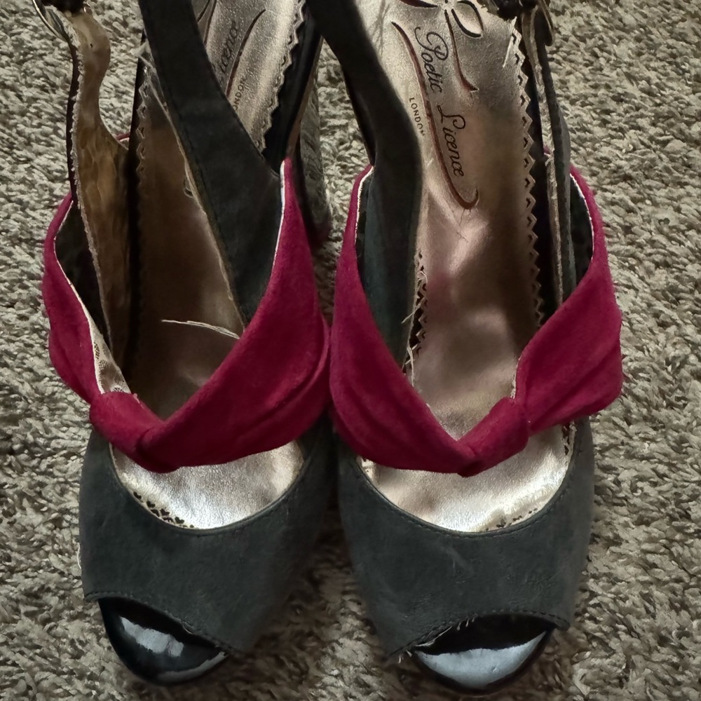 Poetic License Black and Red Peep-Toe Heels